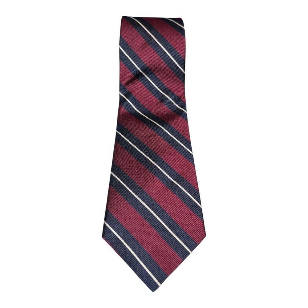 Savile Row Silk Neck Tie Burgundy Navy Striped Classic Menswear MT2